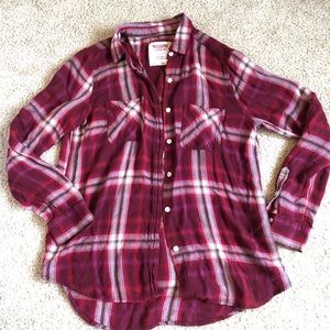 Red plaid button down shirt